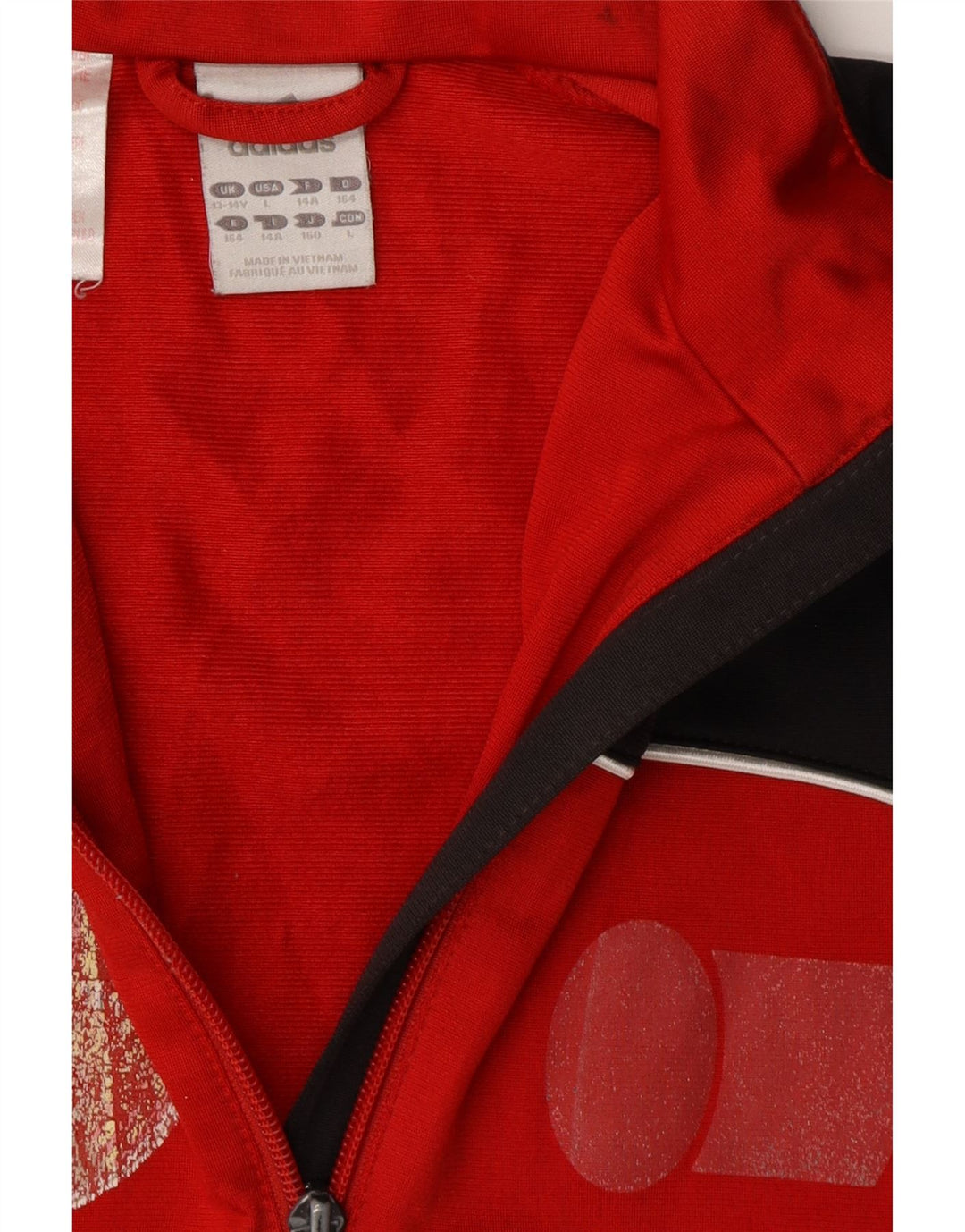 ADIDAS Jungen-Trainingsanzug, Oberteil, Jacke, 13–14 Jahre, rotes Farbblock-Polyester