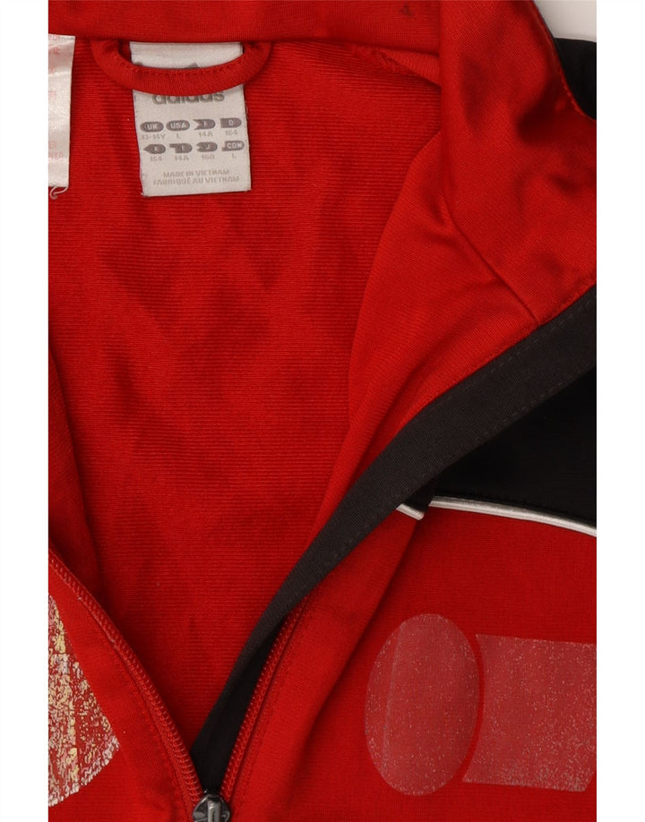 ADIDAS Jungen-Trainingsanzug, Oberteil, Jacke, 13–14 Jahre, rotes Farbblock-Polyester
