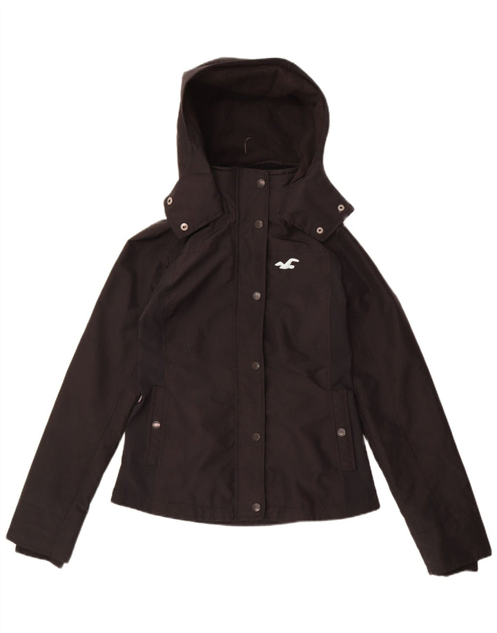 Hollister Damen-Windbreakerjacke mit Kapuze, UK 10, Größe S, Schwarz, Polyester