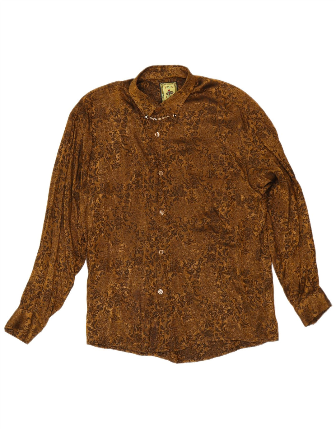 Tipo' S Herrenhemd Mittelbraune Paisley-Viskose