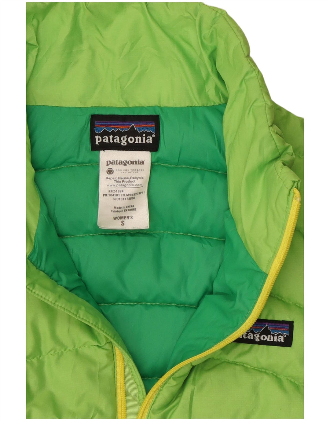 Patagonia Damen Wattierte Weste UK 10 Small Grün Polyester
