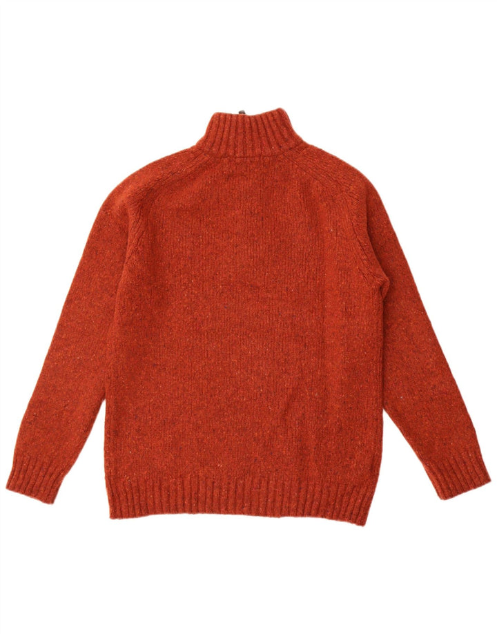 John Lewis Herren-Pullover mit Reißverschluss am Hals, mittlere kastanienbraune gefleckte Merinowolle