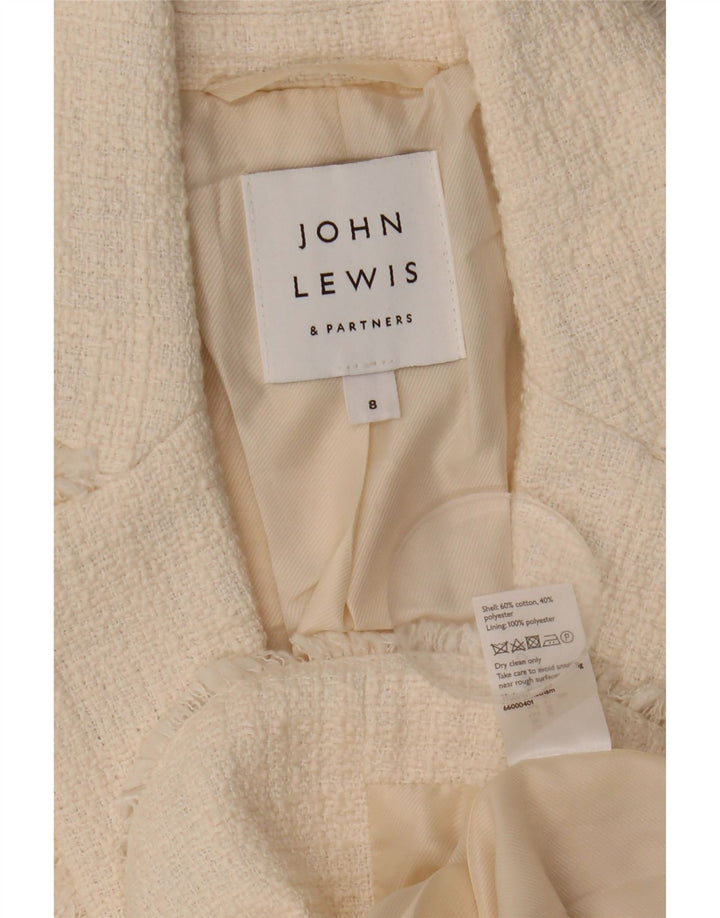 John Lewis Damen-Blazerjacke mit 1 Knopf, UK 10, Größe S, weiße Baumwolle