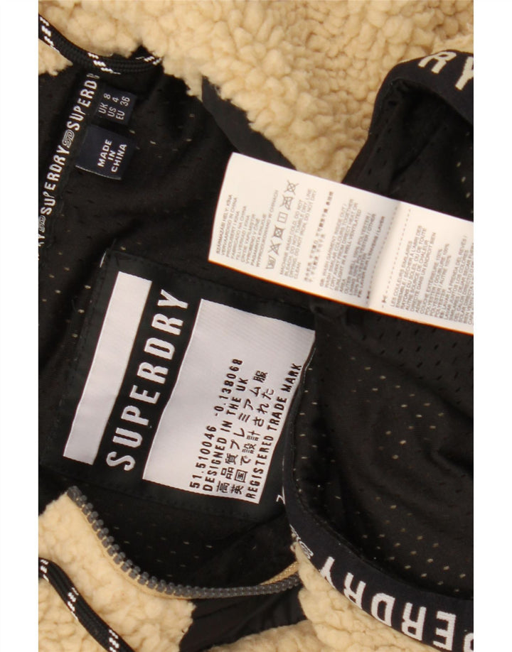 Superdry Damen Übergroßer Grafik-Fleecepullover UK 8 Small Beige