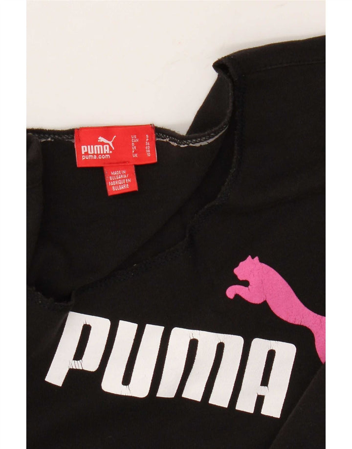 Puma Damen Graphic Top Langarm UK 10 Small Schwarz