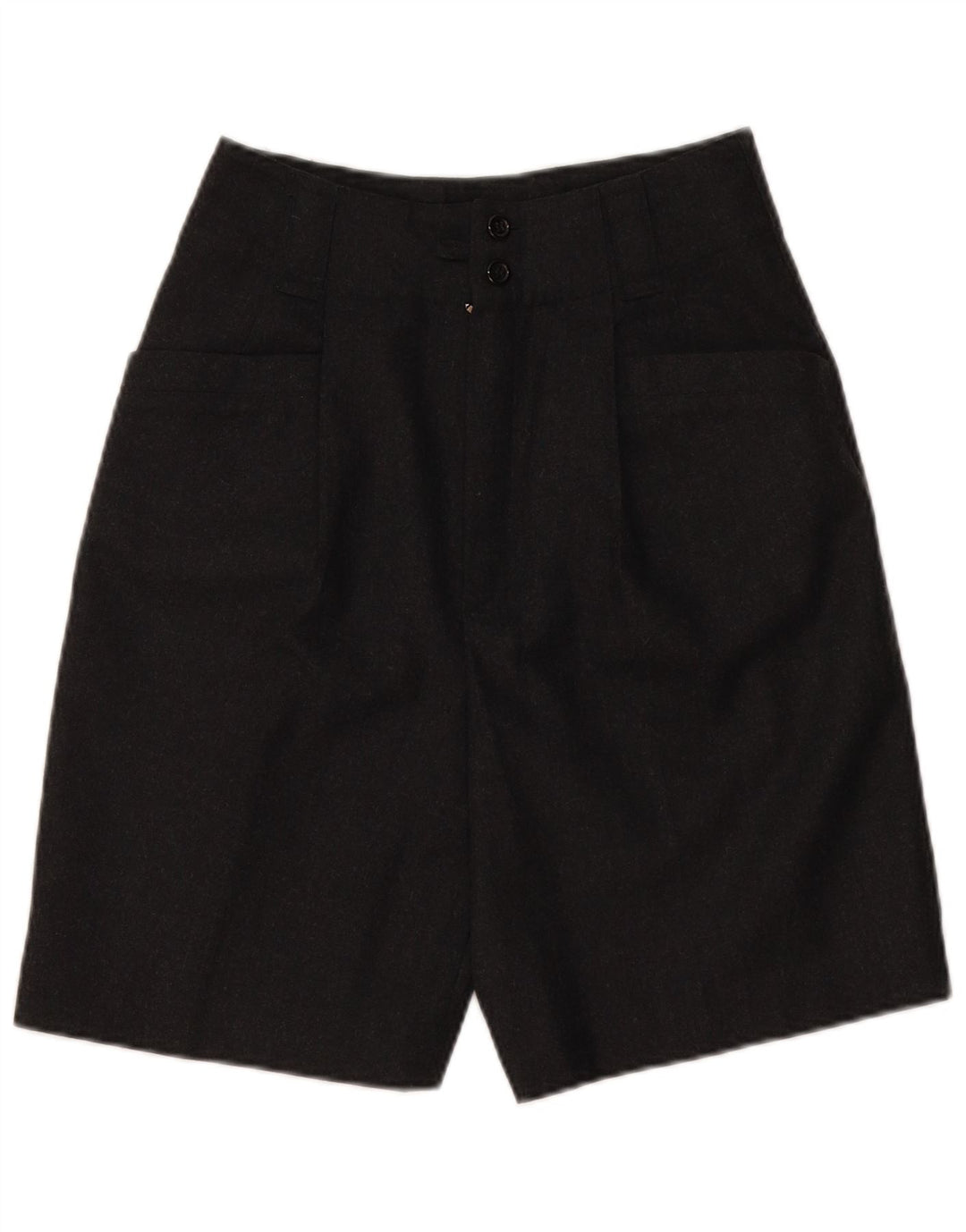 VINTAGE Damen-Shorts mit hoher Taille, lässig, EU 36, klein, W28, graue Schurwolle