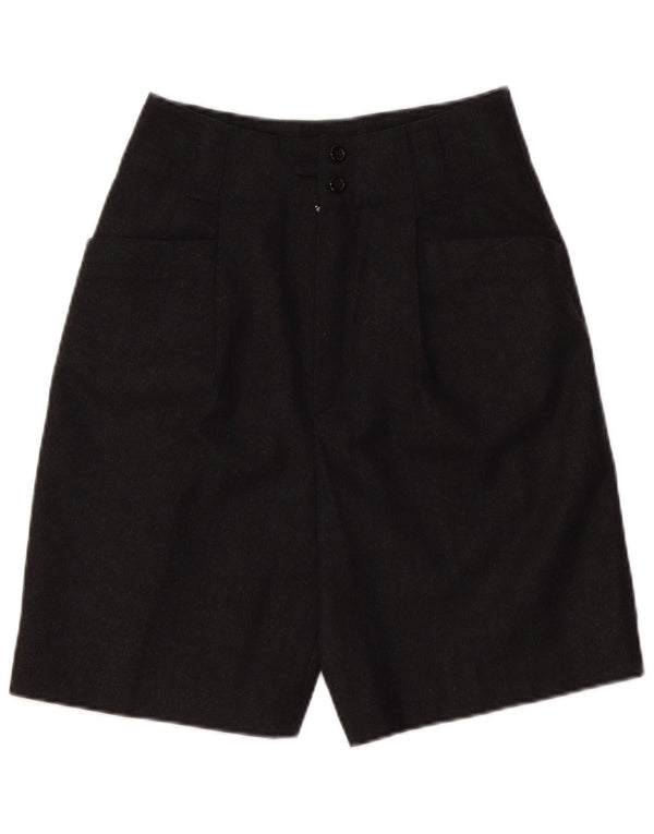 VINTAGE Damen-Shorts mit hoher Taille, lässig, EU 36, klein, W28, graue Schurwolle