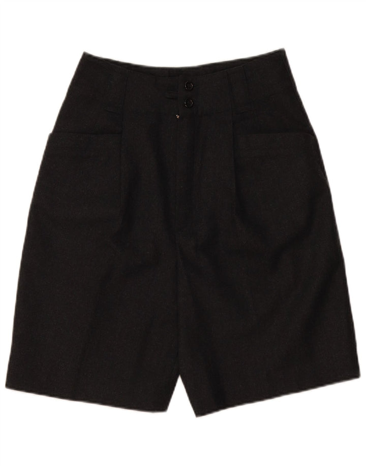 VINTAGE Damen-Shorts mit hoher Taille, lässig, EU 36, klein, W28, graue Schurwolle