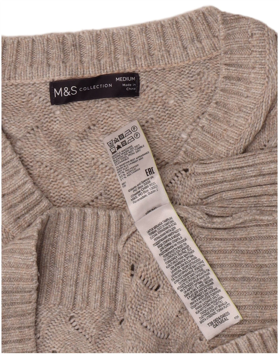 Marks & Spencer Damen Crop V-Ausschnitt Pullover Pullover UK 14 Mittelgrau