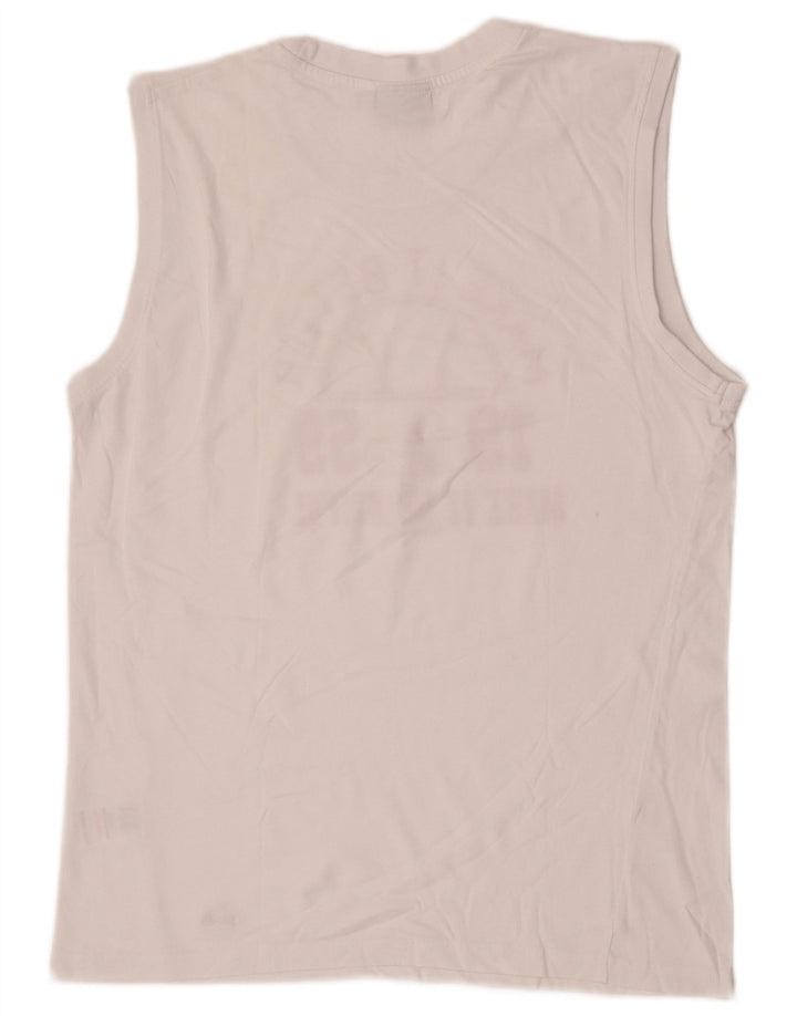 ELLESSE Herren Grafik-Weste-Top XL aus weißer Baumwolle