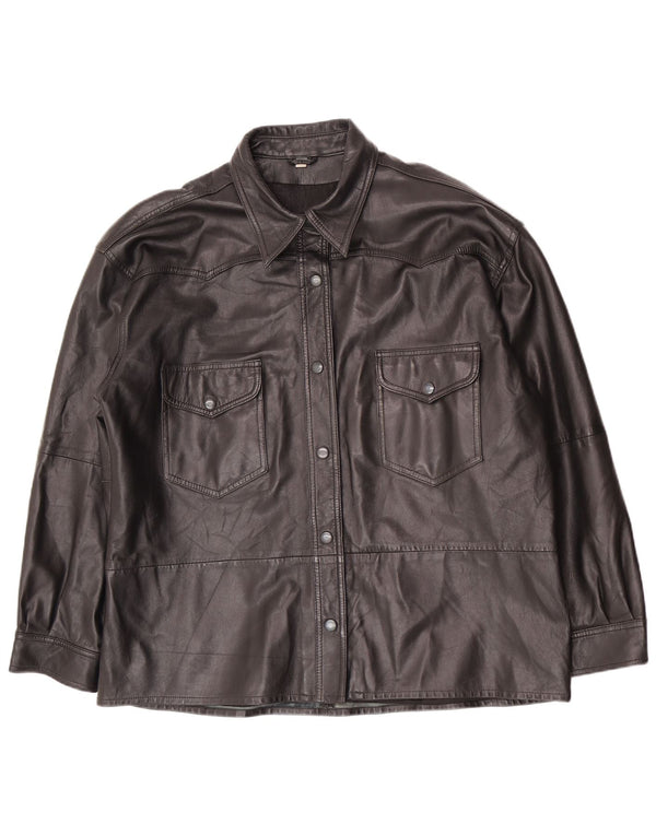 Vintage Damen Übergroße Lederjacke EU 40 Medium Schwarz