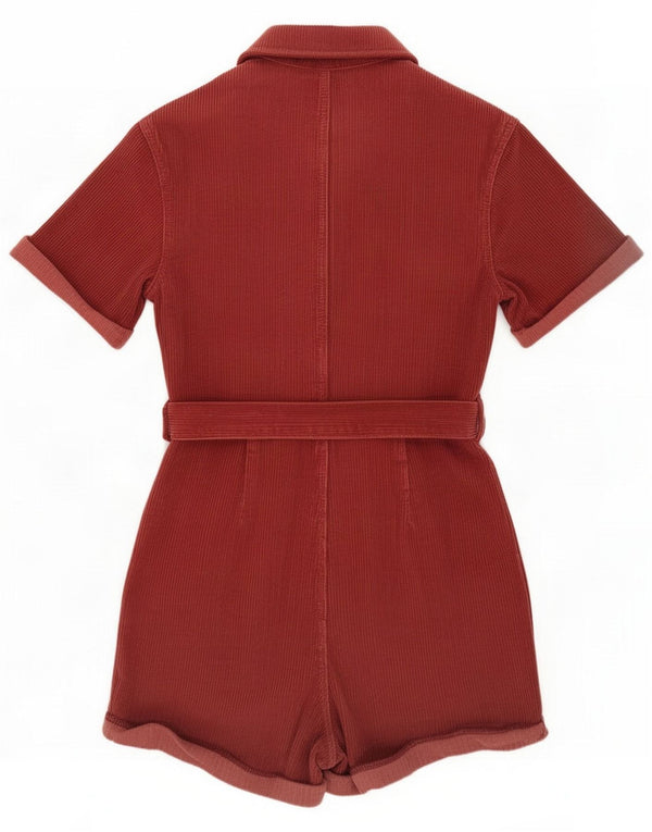Topshop Womens Petite Corduroy Playsuit UK 8 Small Brown Cotton