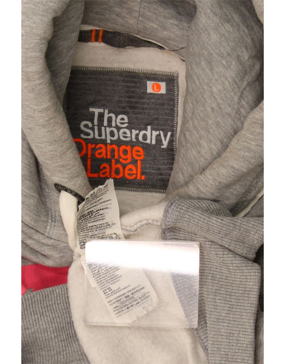 Superdry Damen-Kapuzenpullover mit Grafik, UK 16, Größe L, Grau, Polyester