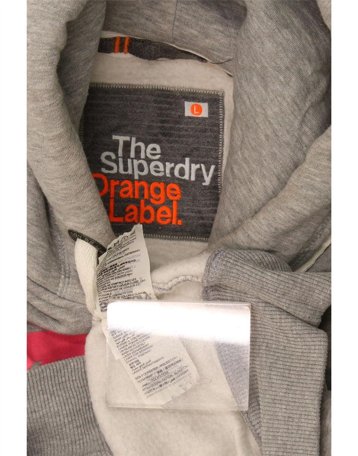 Superdry Damen-Kapuzenpullover mit Grafik, UK 16, Größe L, Grau, Polyester