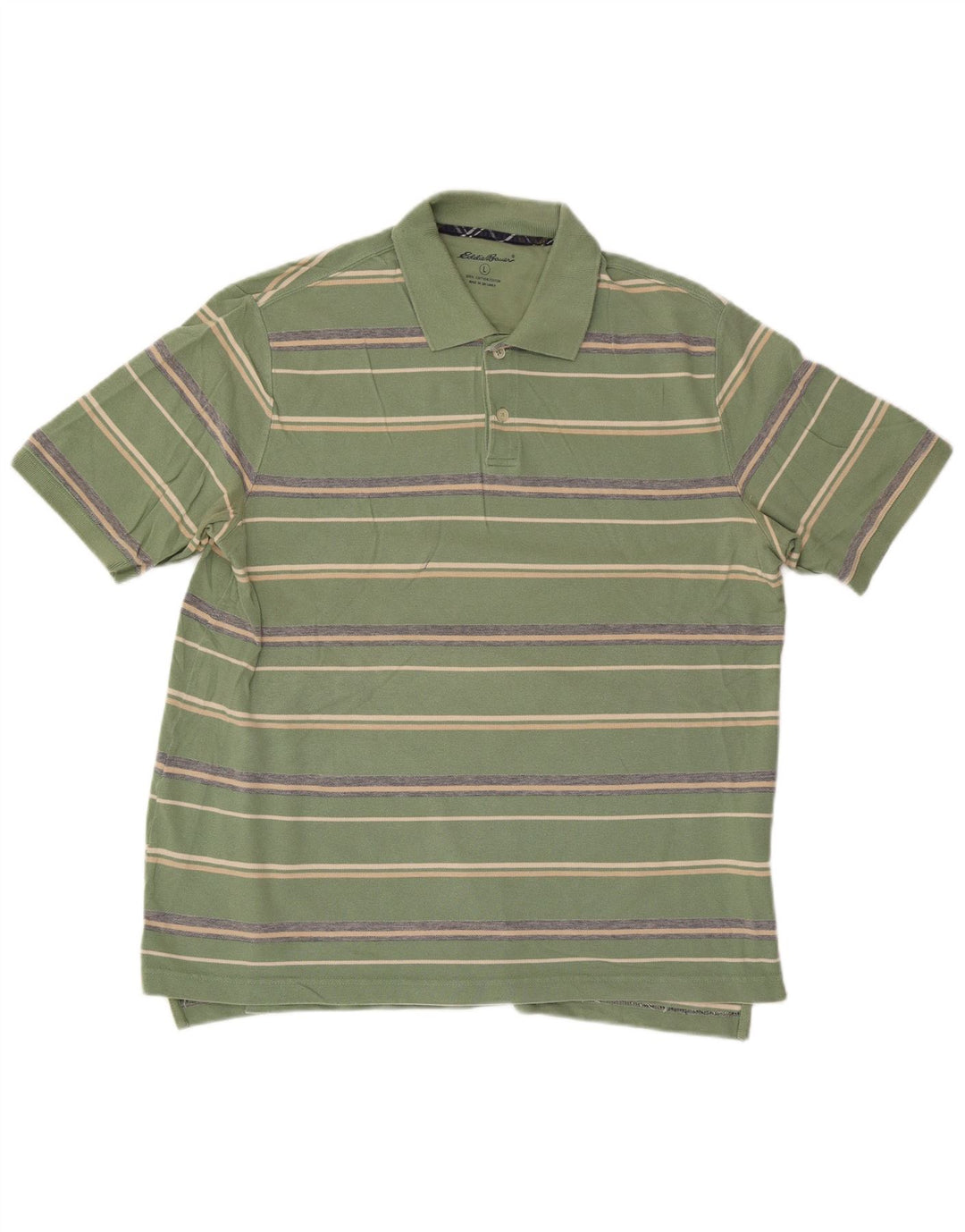 Eddie Bauer Herren-Poloshirt, groß, grün gestreift, Baumwolle