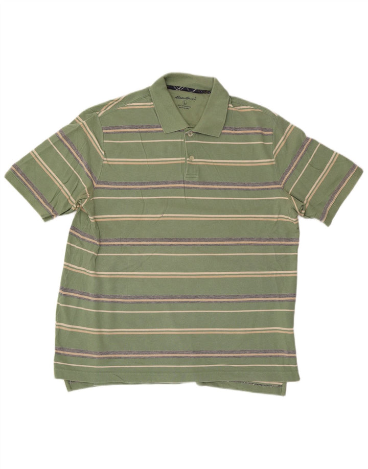 Eddie Bauer Herren-Poloshirt, groß, grün gestreift, Baumwolle
