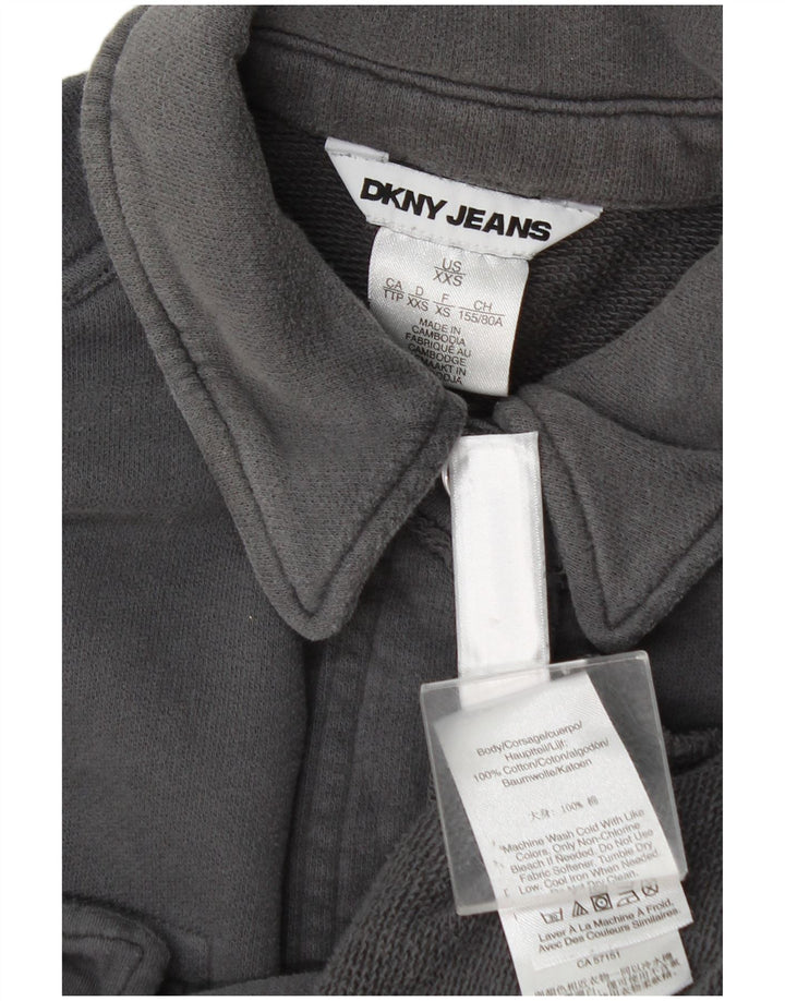 Dkny Damen-Overshirt, übergroßes Hemd, UK 2 2XS, graue Baumwolle