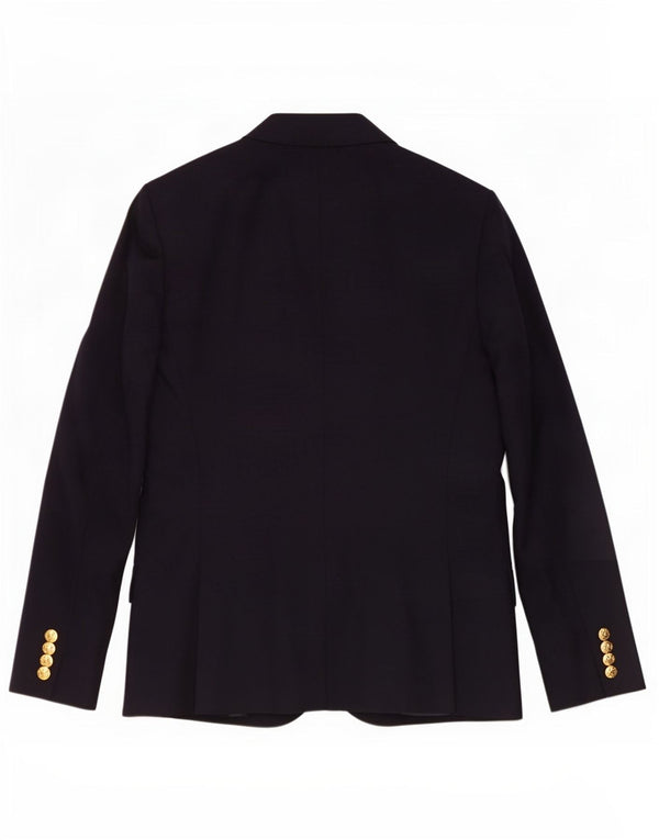 Ralph Lauren Damen-Blazerjacke mit 2 Knöpfen, US 8, mittelmarineblaue Wolle