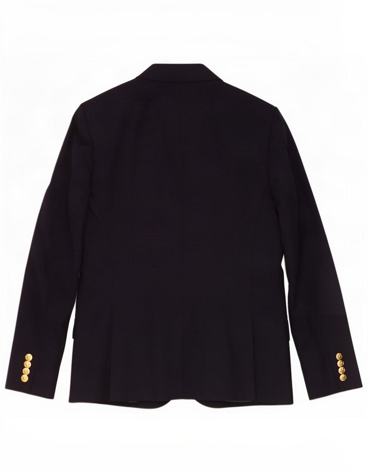 Ralph Lauren Damen-Blazerjacke mit 2 Knöpfen, US 8, mittelmarineblaue Wolle