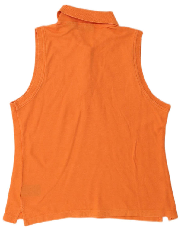 Fila Damen ärmelloses Poloshirt UK 16 Large Orange Baumwolle