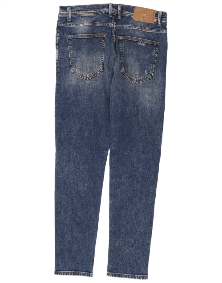 Zara Herren Distressed Slim Jeans EU 42 Large W32 L30 Blaue Baumwolle