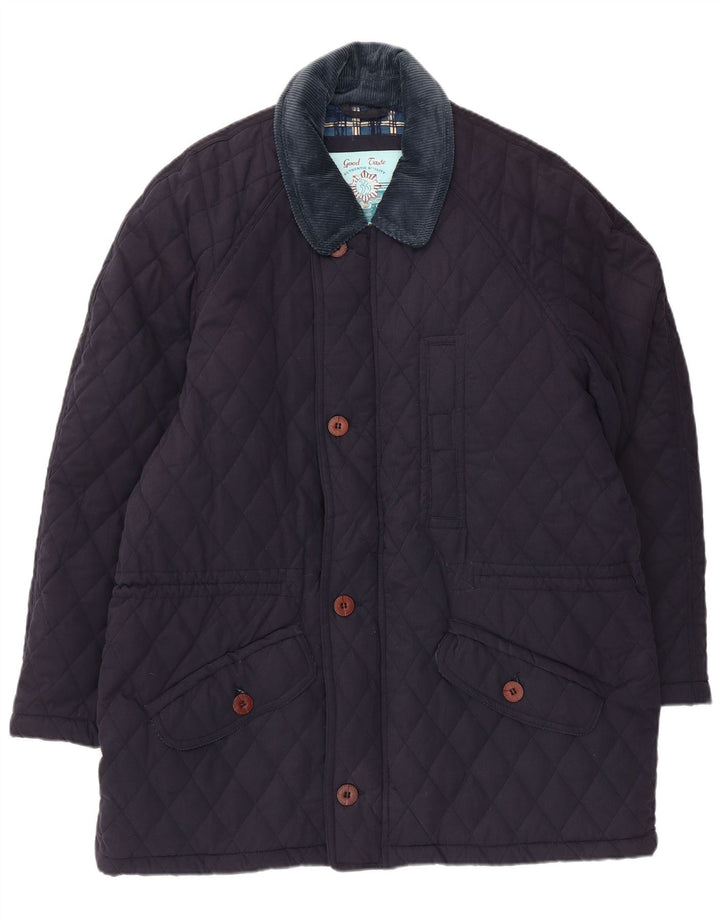 Vintage Herren Steppjacke UK 42 XL Marineblau Polyester