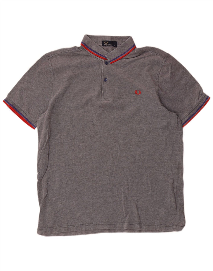 Fred Perry Herren-Poloshirt, große grau gestreifte Baumwolle