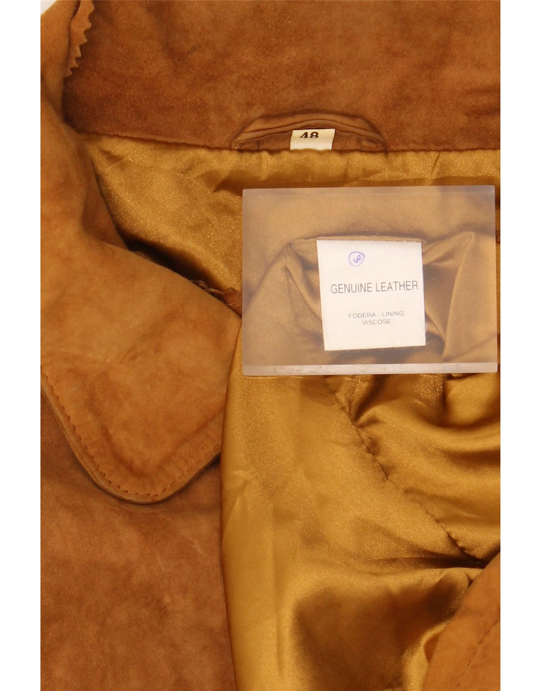 VINTAGE Herren-Übergröße-Wildlederjacke IT 48 Mittelbraunes Leder