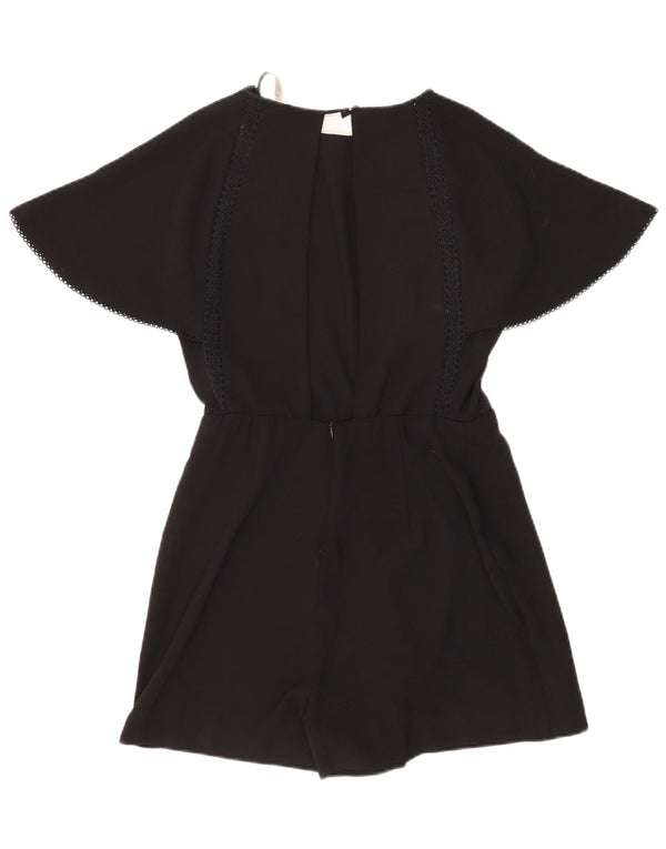 Zara Damen Kurzarm-Playsuit UK 14 Large Schwarz