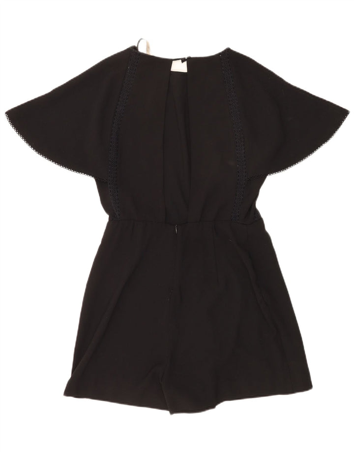 Zara Damen Kurzarm-Playsuit UK 14 Large Schwarz