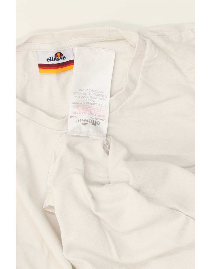 Ellesse Herren T-Shirt Top Small aus weißer Baumwolle