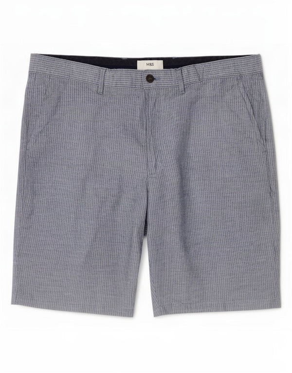 Marks & Spencer Mens Chino Shorts 2XL W42 Blue Pinstripe Linen