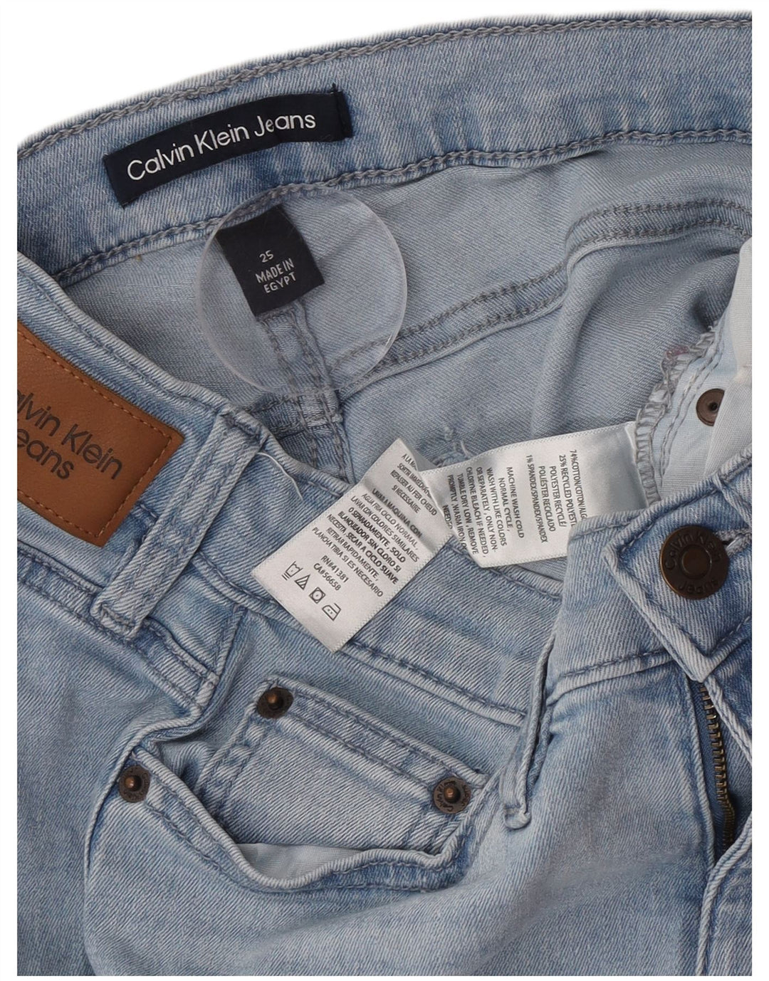 Calvin Klein Damen Straight Jeans W25 L25 Blaue Baumwolle