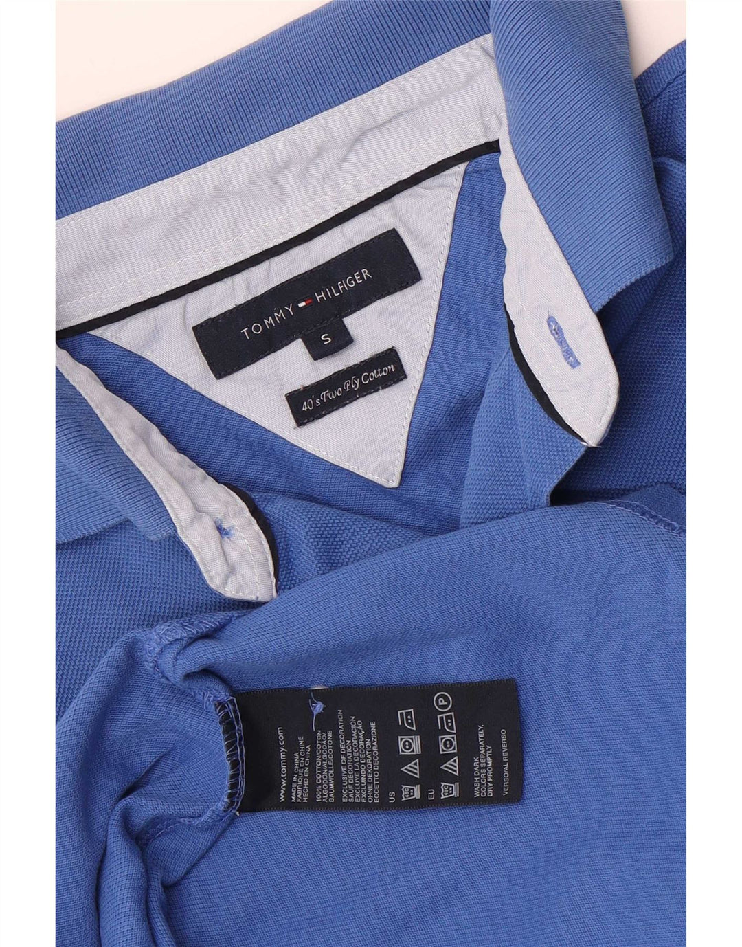 Tommy Hilfiger Herren-Poloshirt, kleine blaue Baumwolle