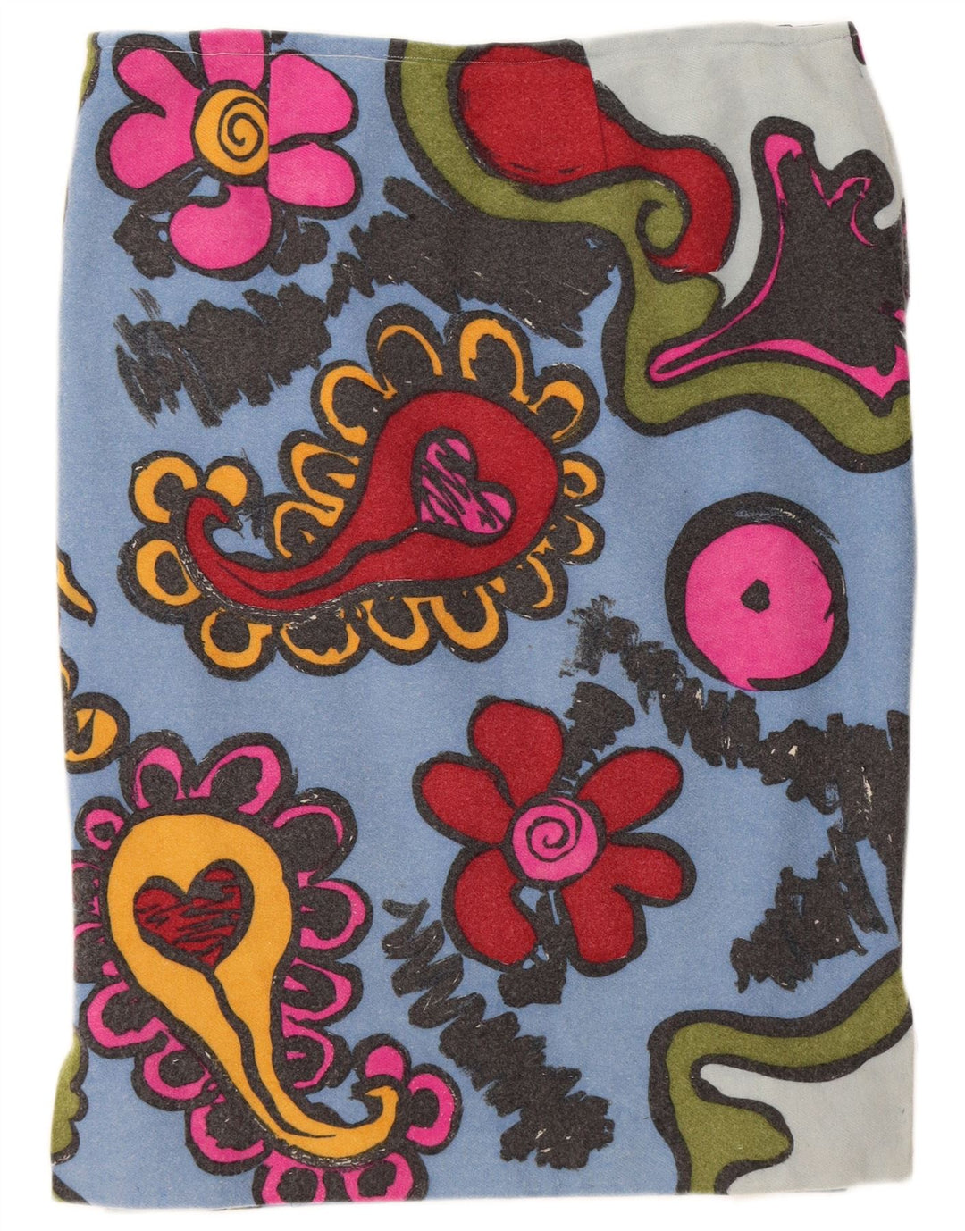 Vintage Damen Gerader Rock W36 XL Blau geblümt