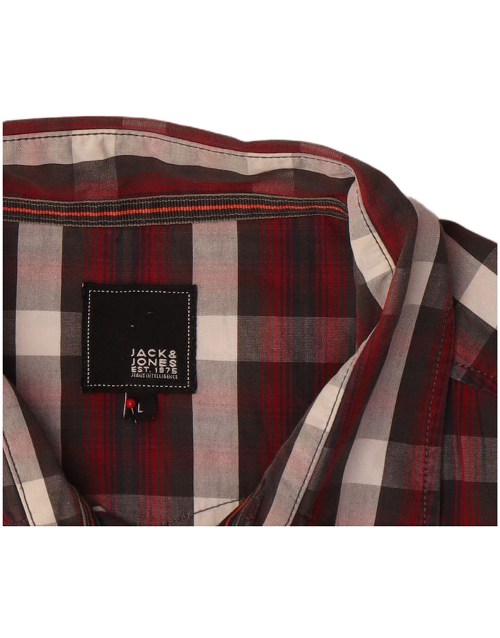Jack & Jones Herren-Hemd, groß, burgunderrot, kariert, Baumwolle
