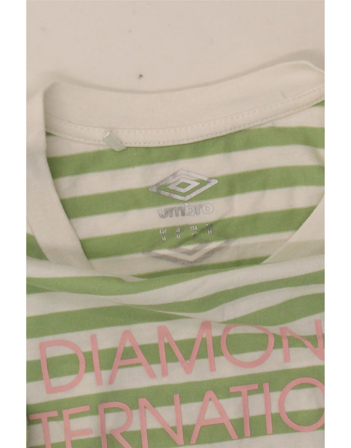 UMBRO Damen Grafik-T-Shirt-Oberteil UK 12 Mittelgrün gestreift