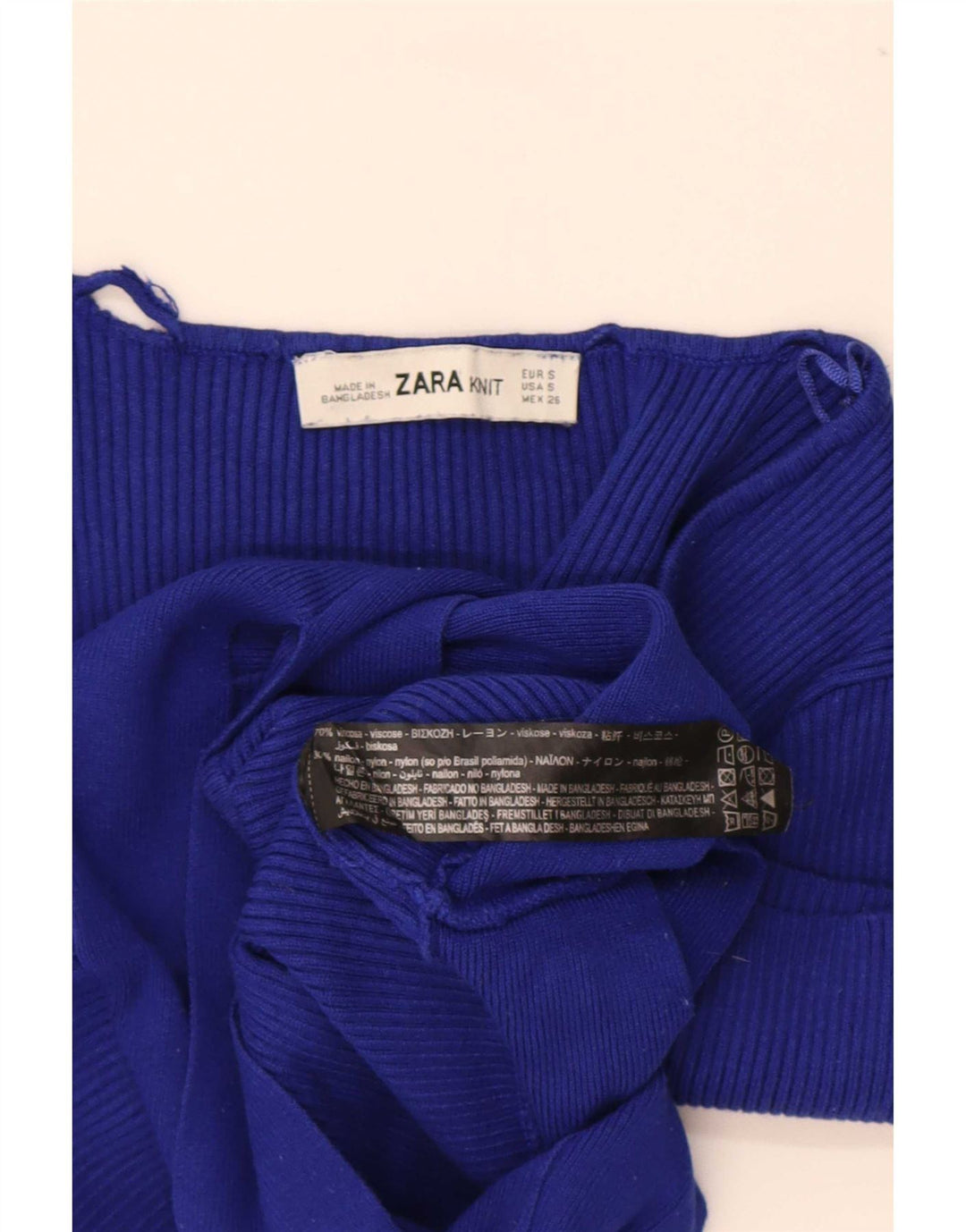 Zara Damen Crop Top UK 8 Small Blaue Viskose
