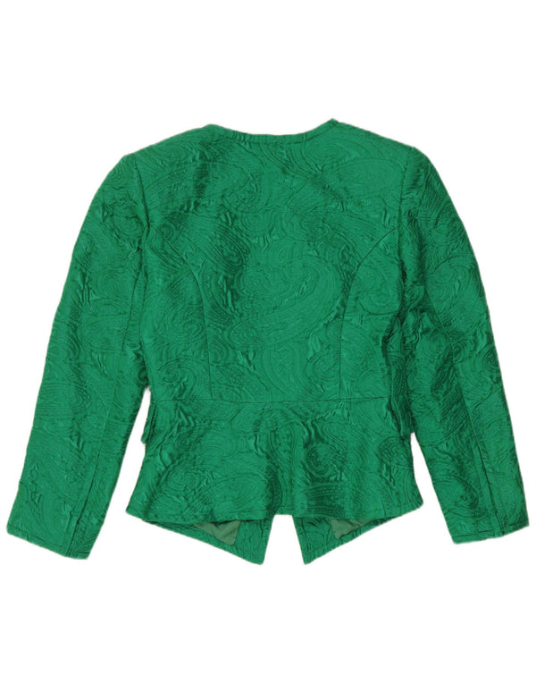 Vintage Damen 5-Knopf-Blazerjacke UK 12 Mittelgrün Paisley