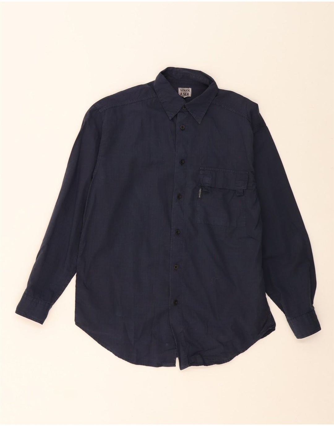 ARMANI JUNIOR Boys Shirt 15-16 Years Navy Blue Cotton Vintage Armani Junior and Second-Hand Armani Junior from Messina Hembry 
