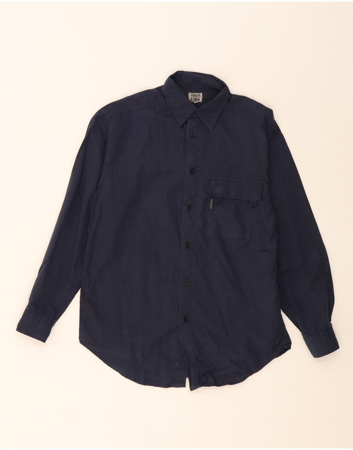 ARMANI JUNIOR Boys Shirt 15-16 Years Navy Blue Cotton Vintage Armani Junior and Second-Hand Armani Junior from Messina Hembry 