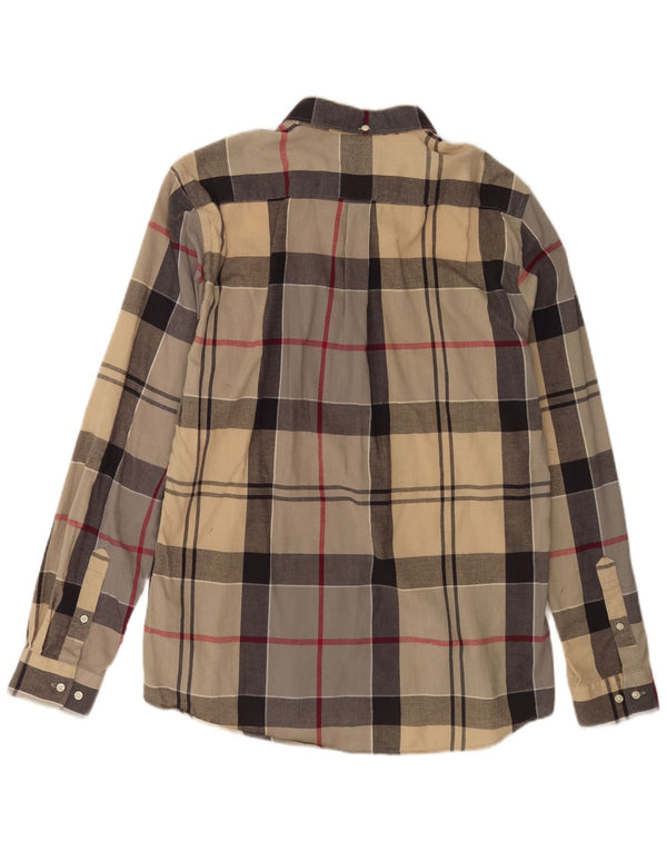 Barbour Herren-Hemd mit maßgeschneiderter Passform, groß, beige kariert, Baumwolle