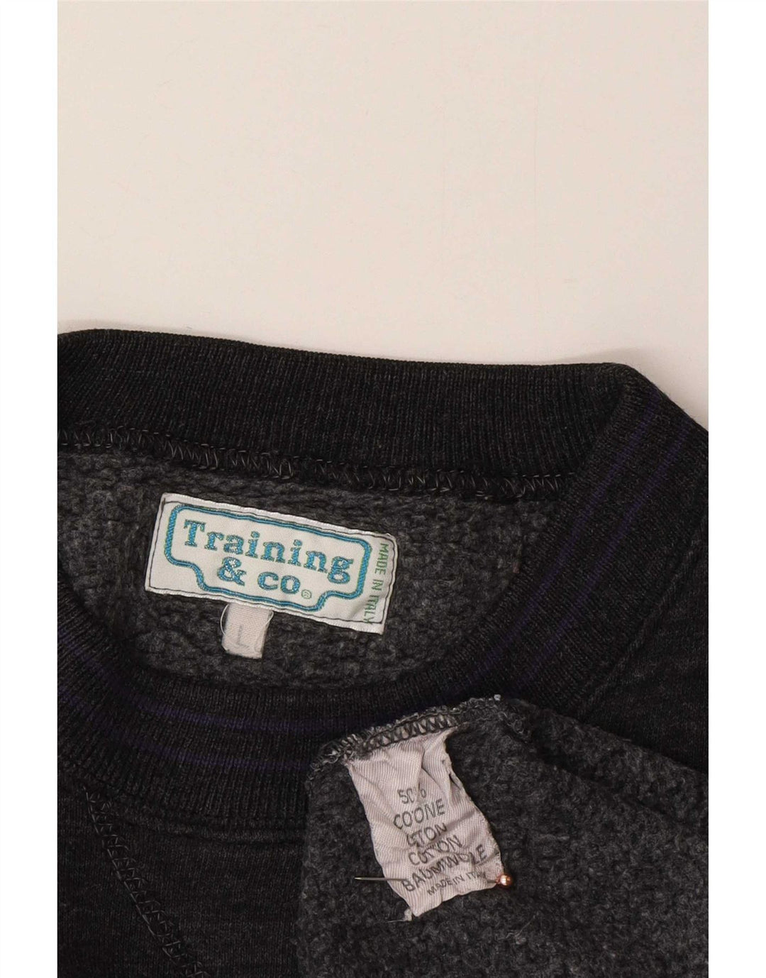 Vintage Herren Sweatshirt Pullover große graue Baumwolle