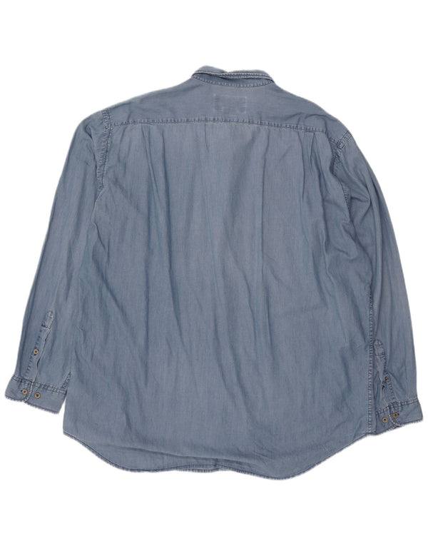 Marlboro Classics Herrenhemd 3XL Blaue Baumwolle