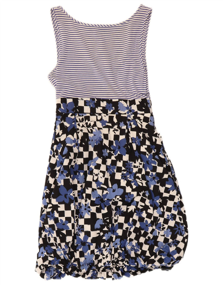 Moschino Damen-Sommerkleid, Gr. 8, klein, blau geblümt
