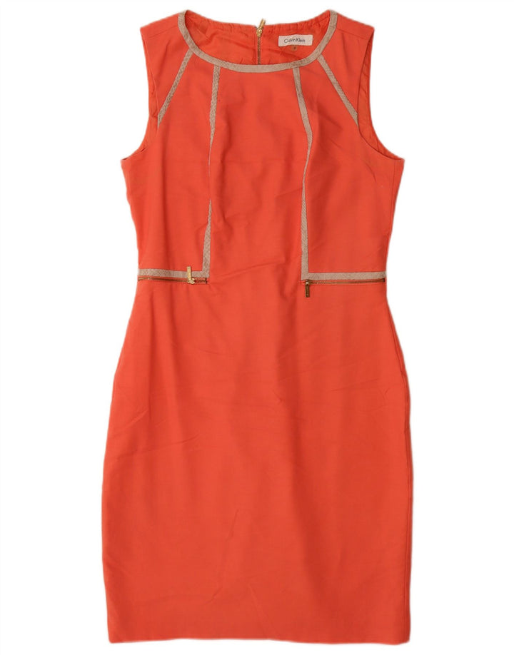 Calvin Klein Damen Ärmelloses Etuikleid US 6 Medium Orange