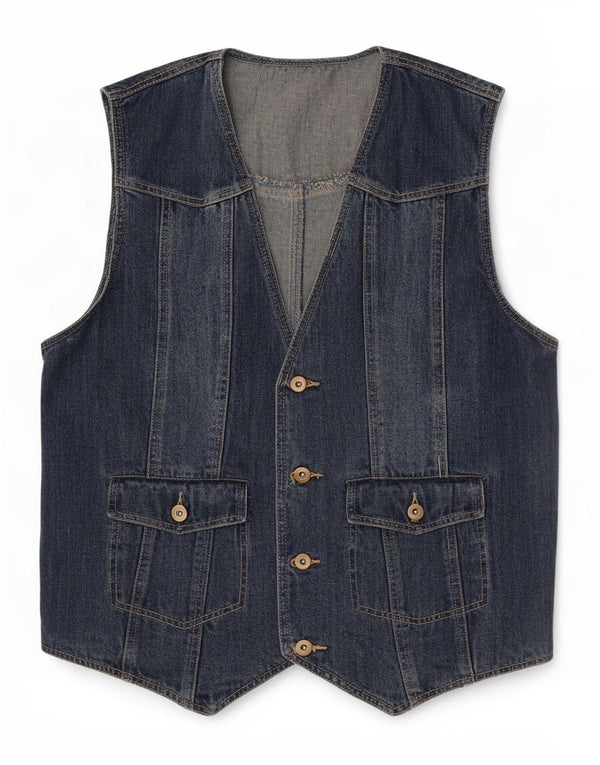 Vintage Herren Jeansweste IT 52 Große blaue Baumwolle