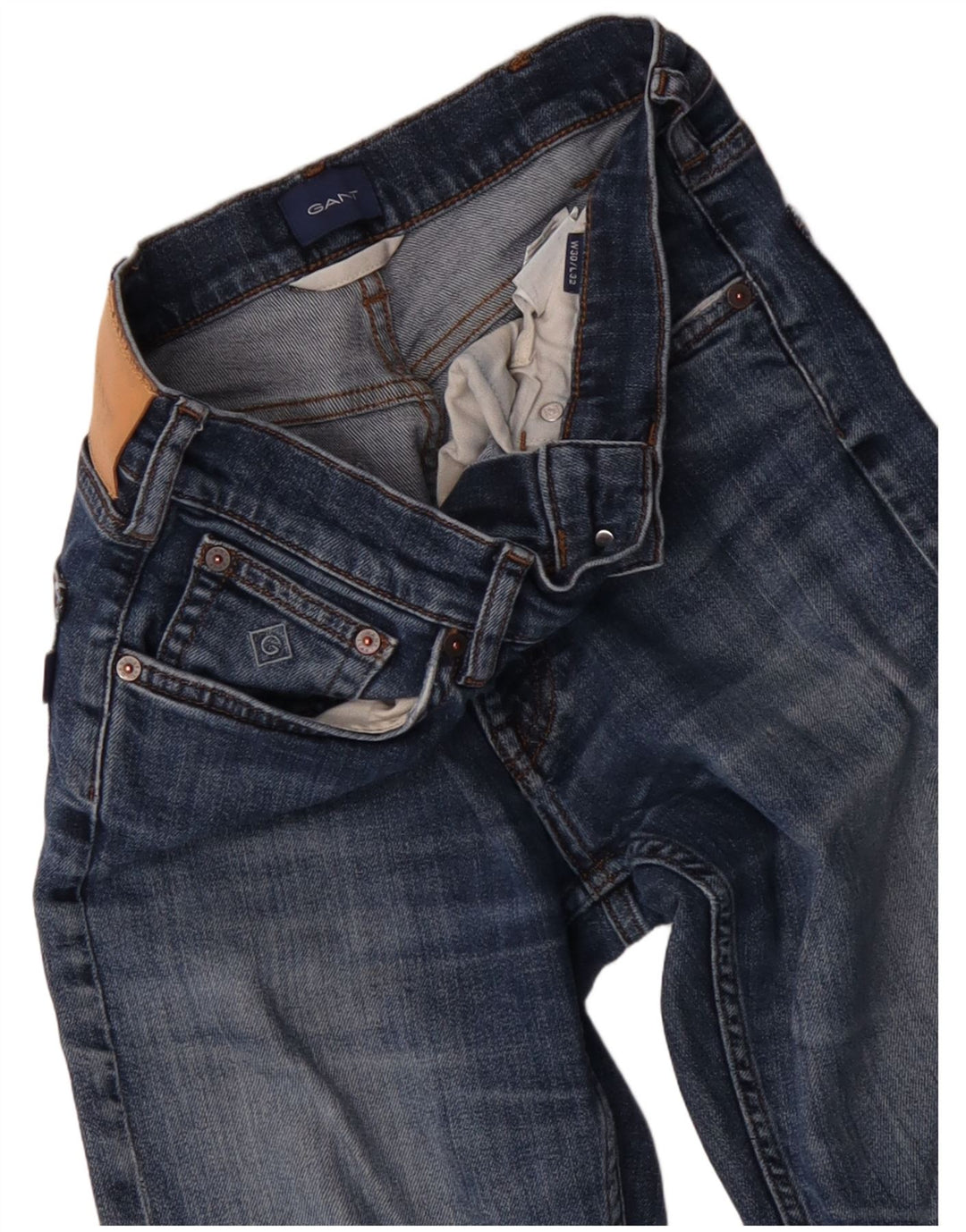 Gant Herren Distressed Slim Jeans W30 L32 Blaue Baumwolle