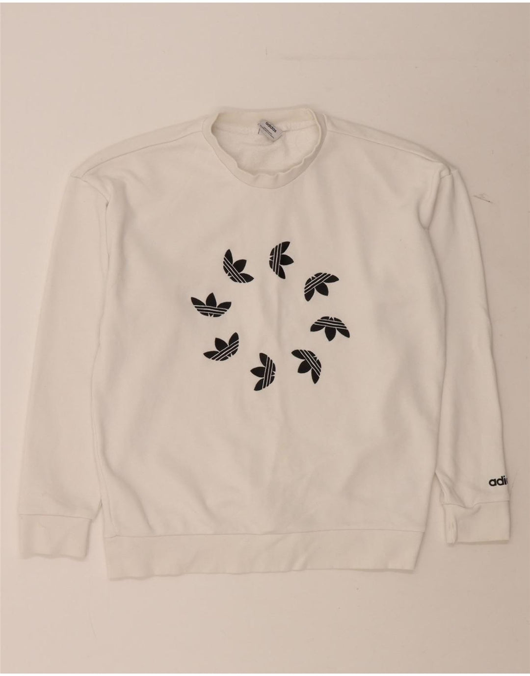 ADIDAS Mens Graphic Sweatshirt Jumper Medium White Cotton Vintage Adidas and Second-Hand Adidas from Messina Hembry 