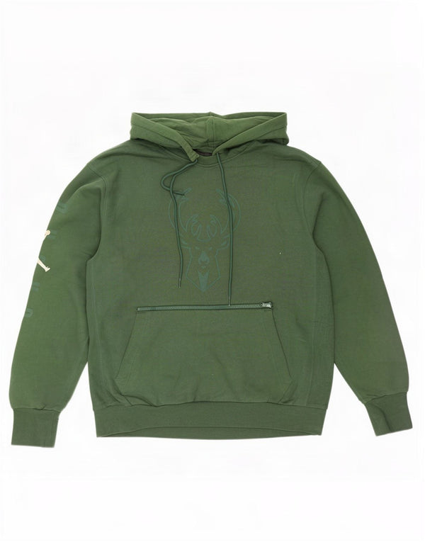 Jordan Herren Milwaukee Bucks Grafik-Hoodie-Pullover aus mittelgrüner Baumwolle